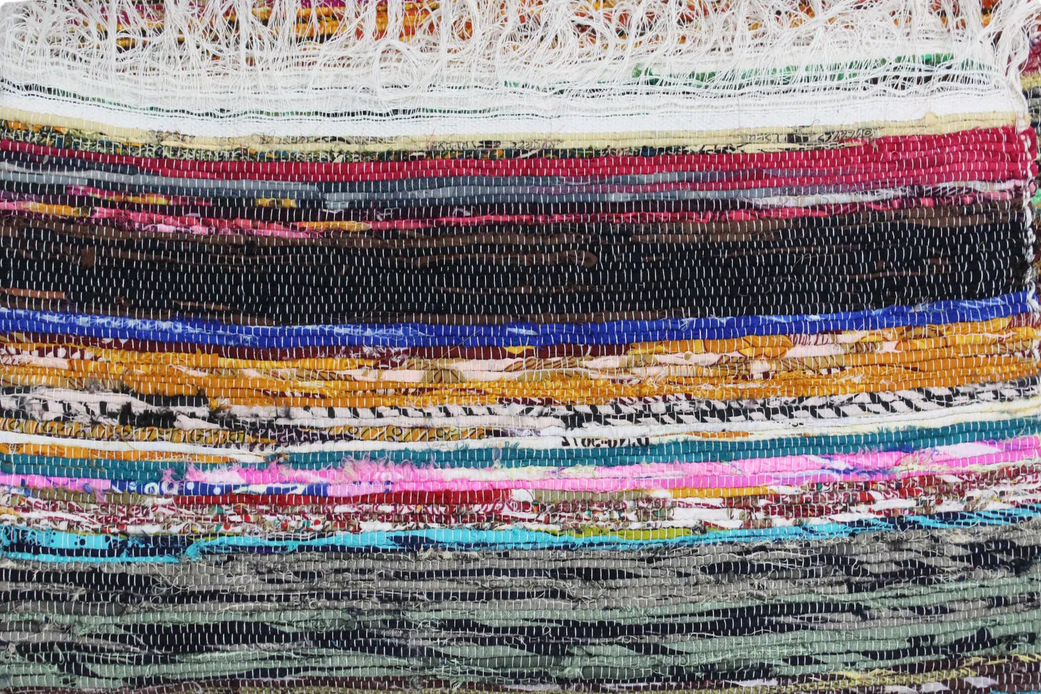 100% Recycled Fabric Rag Rug Chindi Durrie Area Rugs Hand Loomed Striped Floor Mat