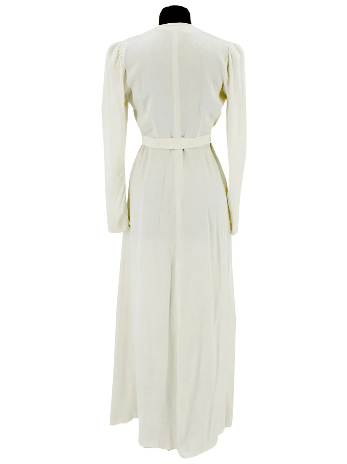 1940s Vintage Ivory Damask Silk Maxi Dress