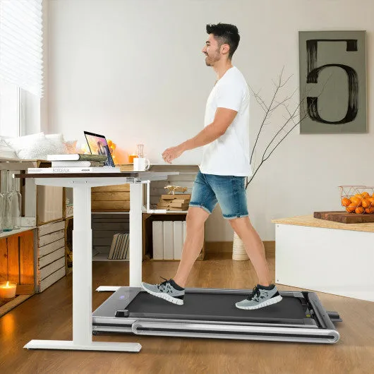 2-in-1 Folding Treadmill with Dual LED Display-Silver