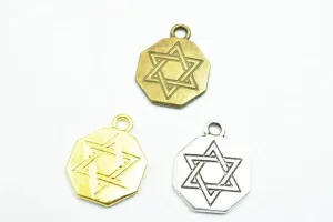 20PCs Star of David Charm Gold/Antique Silver/Antique Green Alloy Metal Size 17.5x14mm Decorative Beads 2mm Jump Ring for Jewelry Making