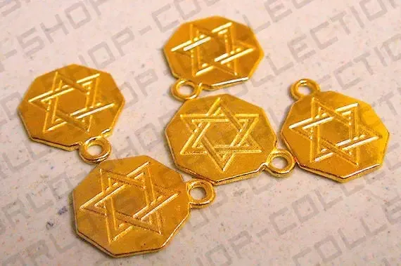 20PCs Star of David Charm Gold/Antique Silver/Antique Green Alloy Metal Size 17.5x14mm Decorative Beads 2mm Jump Ring for Jewelry Making