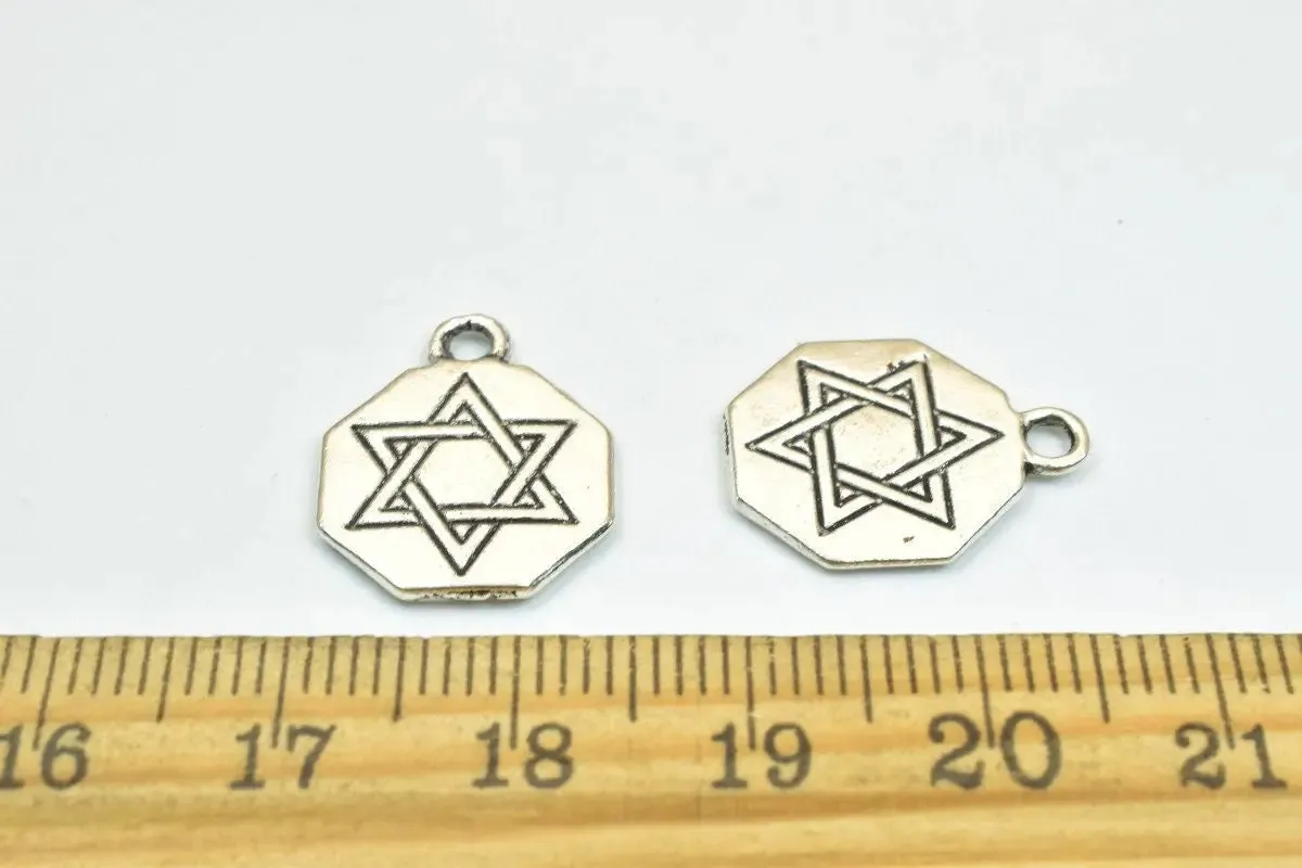 20PCs Star of David Charm Gold/Antique Silver/Antique Green Alloy Metal Size 17.5x14mm Decorative Beads 2mm Jump Ring for Jewelry Making