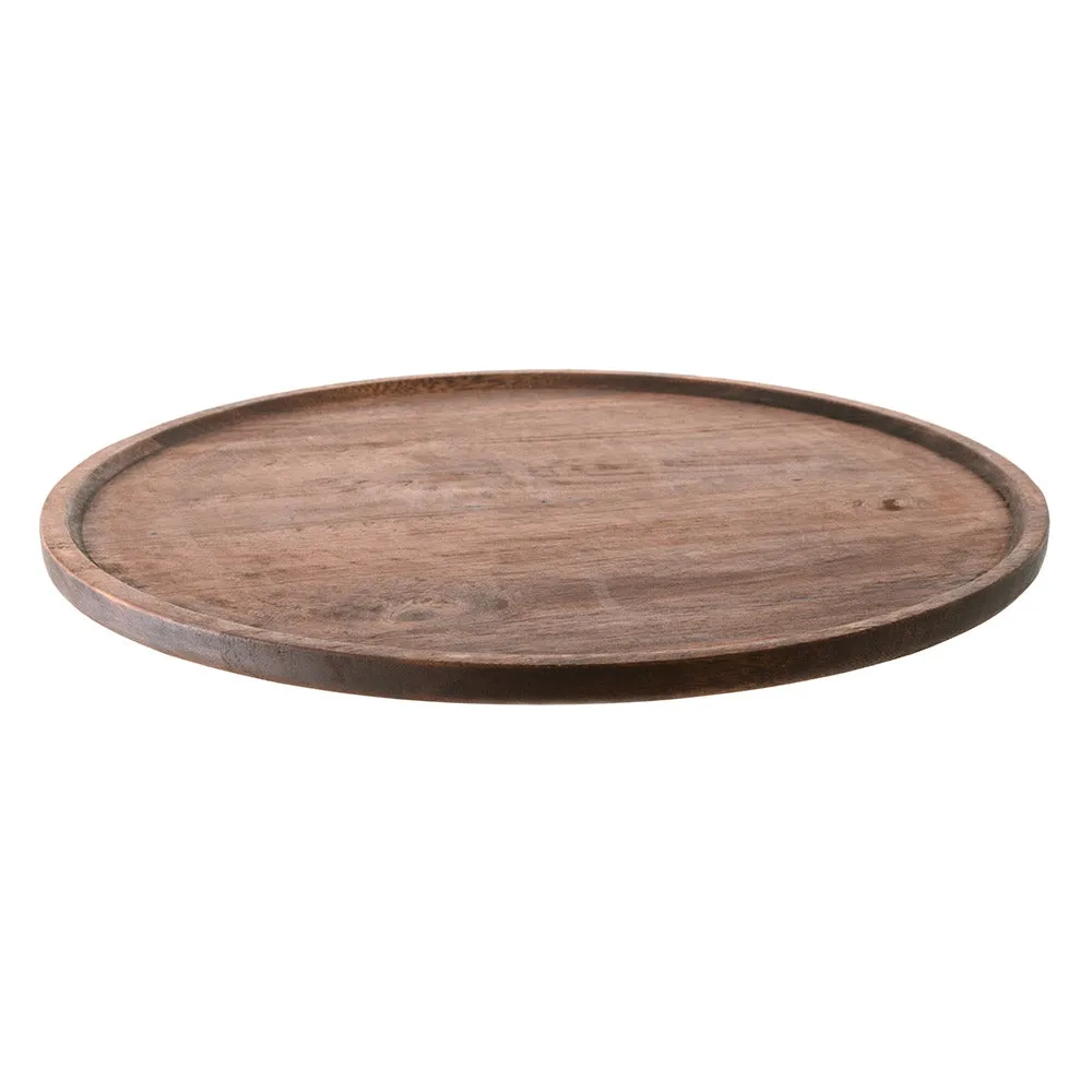 Acacia Wood Tray Round 48cm Dark Brown