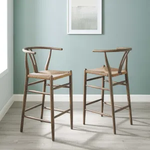 Amish Wood Bar Stool Set of 2 by Modway