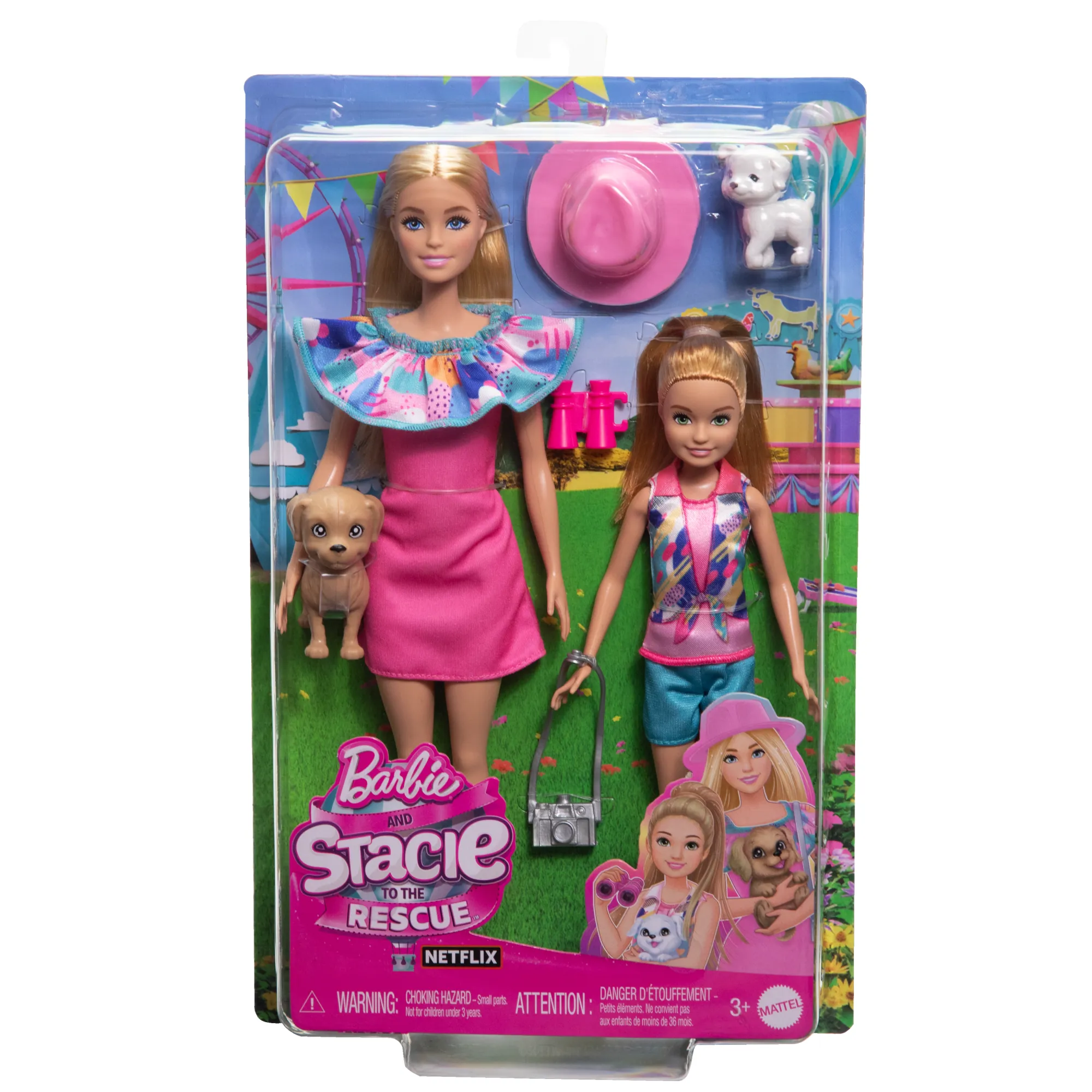 Barbie & Stacie Sister Doll Set With 2 Pet Dogs & Accessories