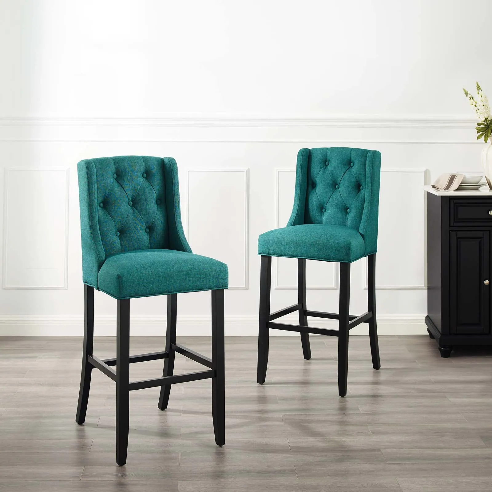 Baronet Bar Stool Upholstered Fabric Set of 2 by Modway