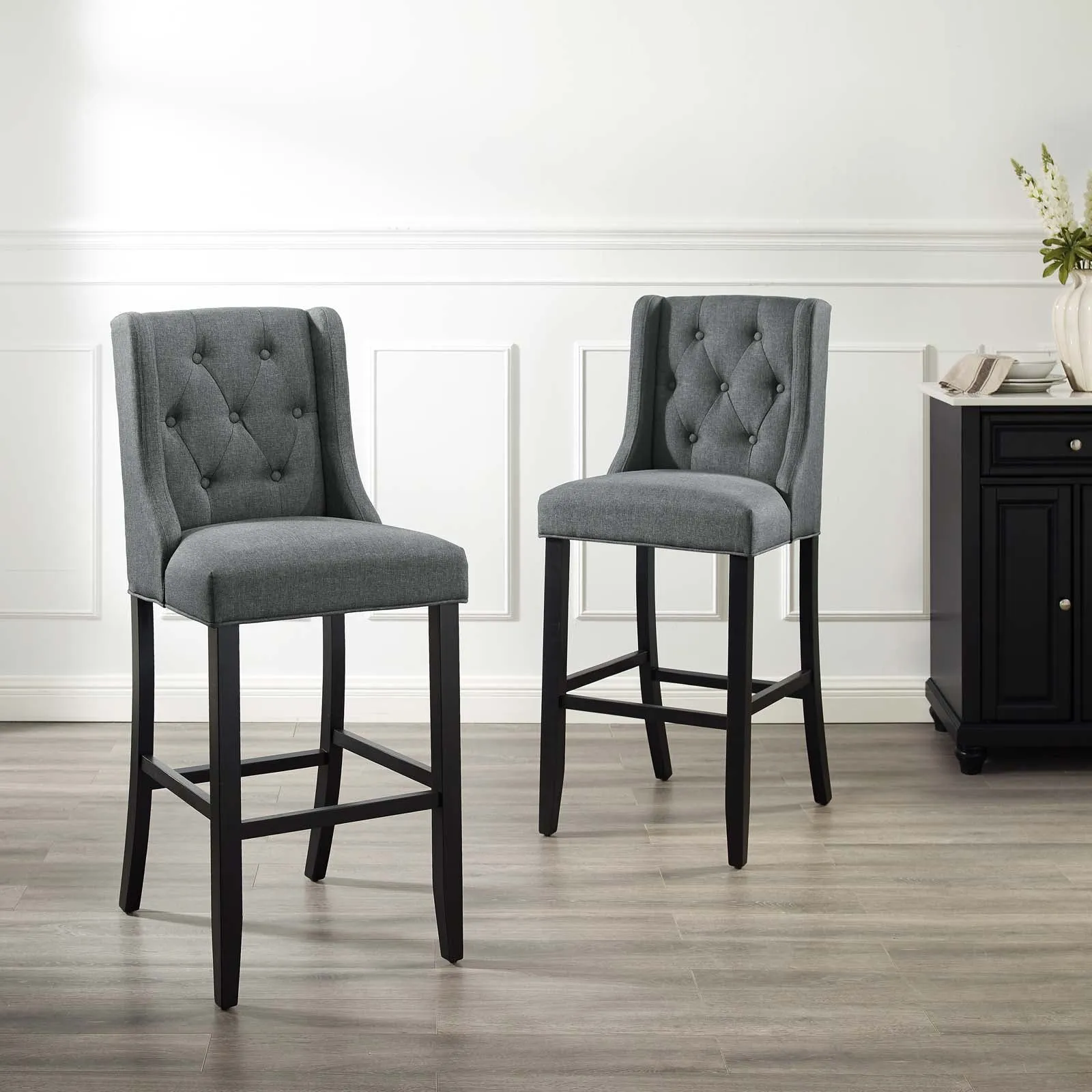 Baronet Bar Stool Upholstered Fabric Set of 2 by Modway