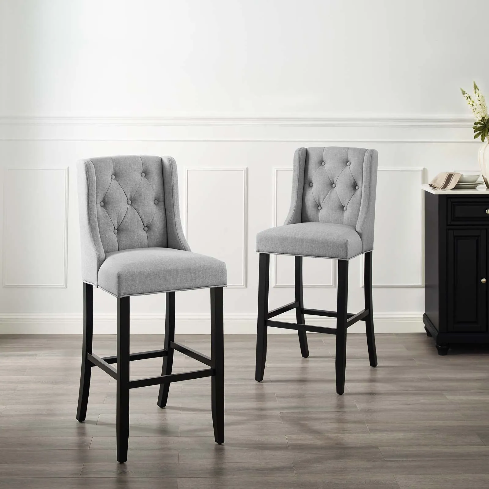 Baronet Bar Stool Upholstered Fabric Set of 2 by Modway