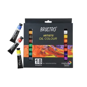 BRUSTRO Artists ’ Oil Colour Set of 18 Colours X 12ML Tubes