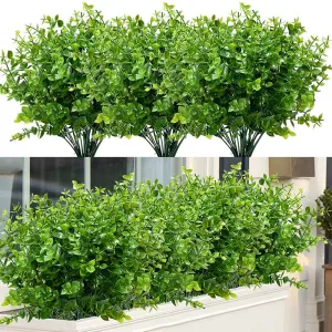 Clearance Bulk 8 Bundles Boxwood Bush UV Resistant Shrubs Artificial Greenery Plants for Outdoors Wholesale