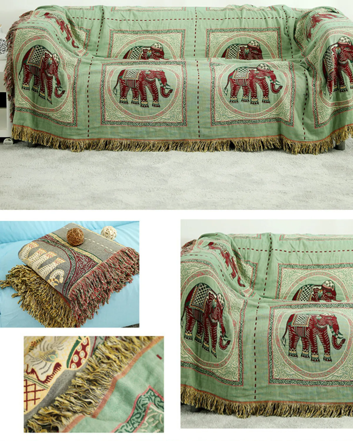 Cotton Reversible Embroidery Blanket