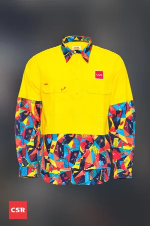 Custom CSR Day Only Yellow Hi Vis Cotton Work Shirt