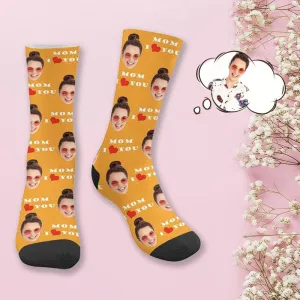 Custom Face Mom l Love You Socks