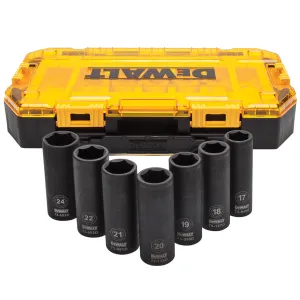 DeWALT DWMT74737 1/2-Inch Drive Deep Metric Impact Socket Set - 7pc