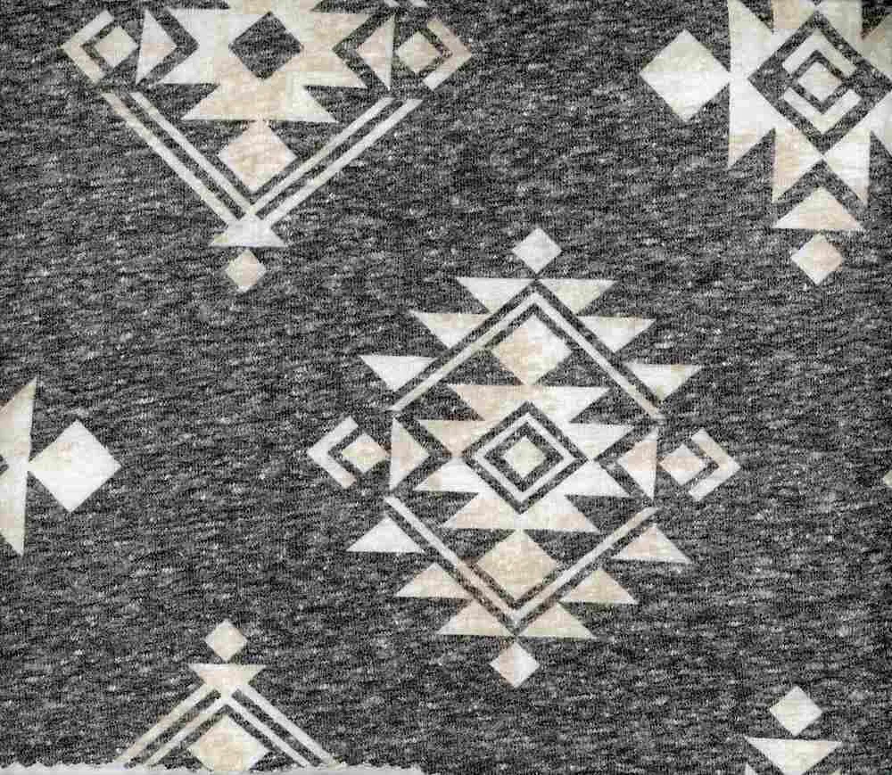 ETHNIC TRIBAL PRINTED ON POLY RICH FRENCH TERRY TRIBLEND NFE210317B-056