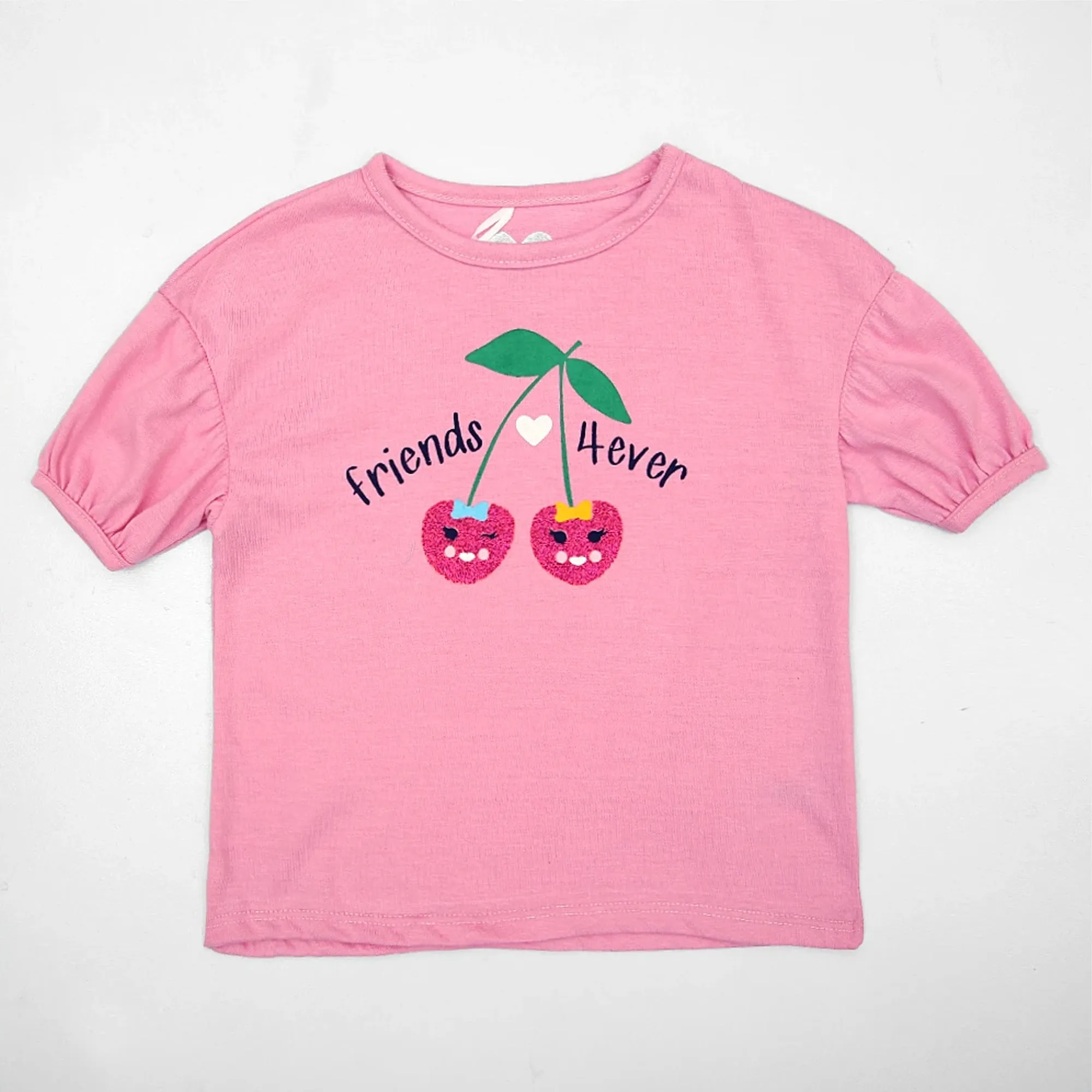 FS - Kids 'Pink' Cherry Graphic Premium Quality Soft Cotton 2PC Suit FS412