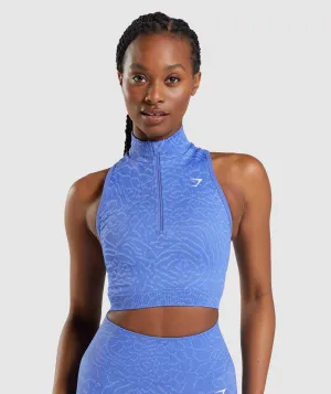 Gymshark Adapt Animal Seamless Crop 1/2 Zip - Court Blue