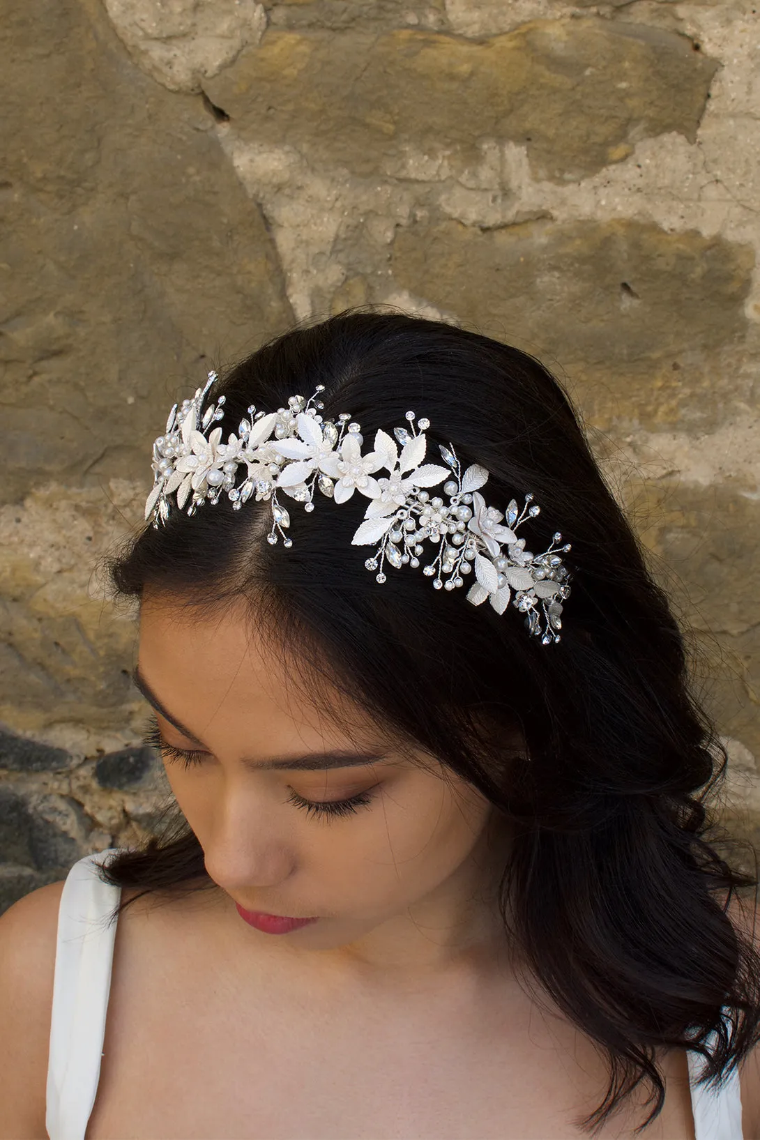 Isla - Floral Wide Bridal Headband