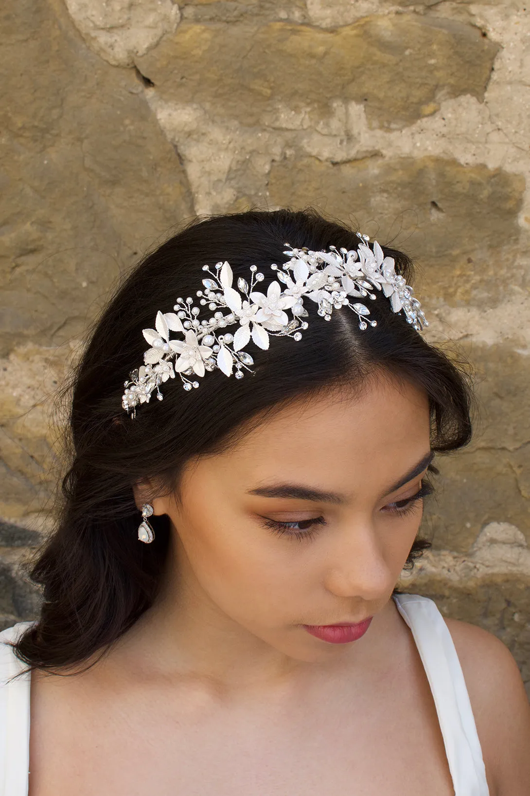 Isla - Floral Wide Bridal Headband