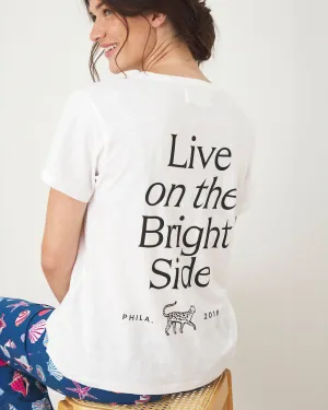 Live On The Bright Side - Oversized Graphic Tee - Cloud