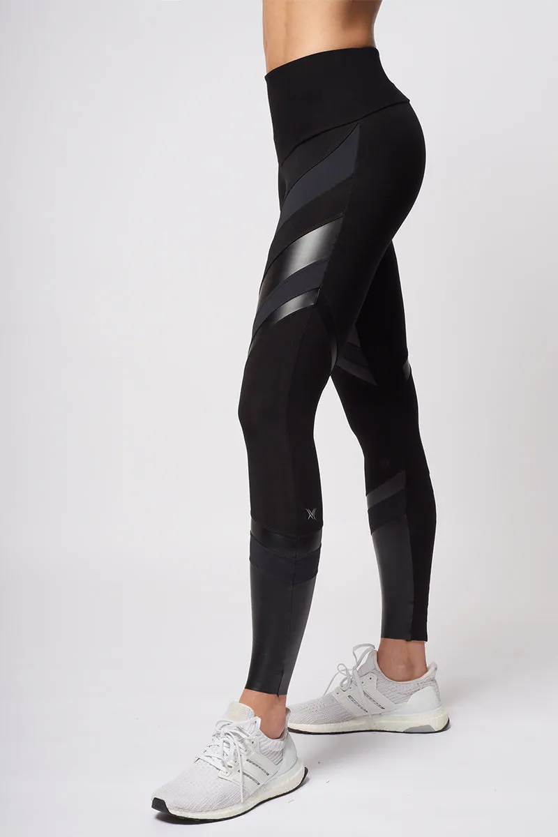 Medium Compression X Panel Waisted Leggings Black