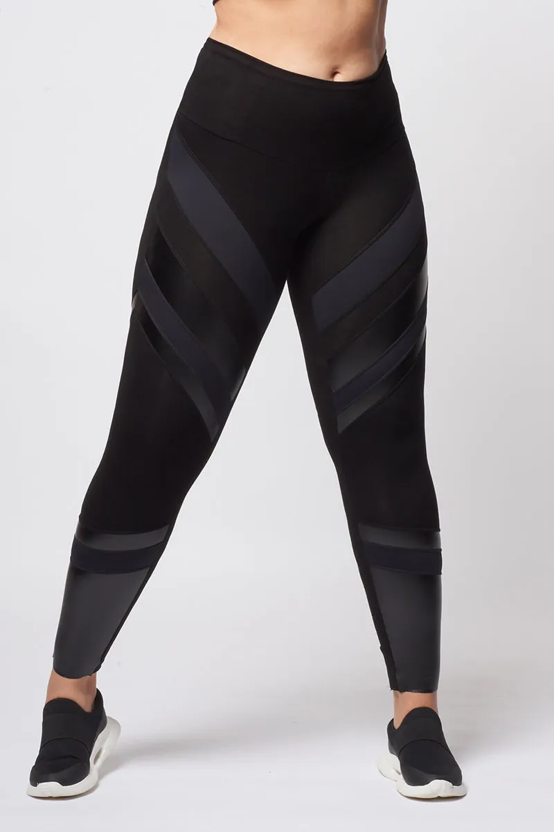 Medium Compression X Panel Waisted Leggings Black