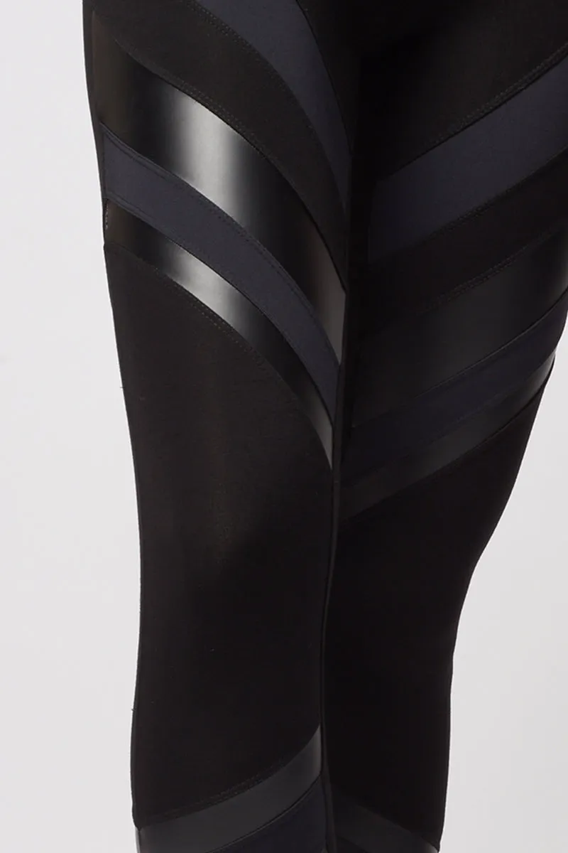 Medium Compression X Panel Waisted Leggings Black