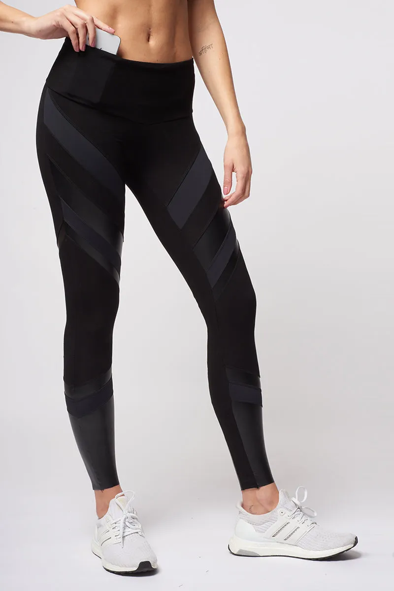 Medium Compression X Panel Waisted Leggings Black