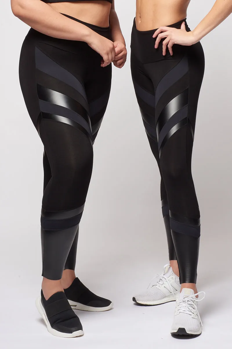 Medium Compression X Panel Waisted Leggings Black