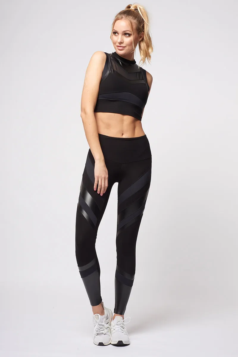 Medium Compression X Panel Waisted Leggings Black