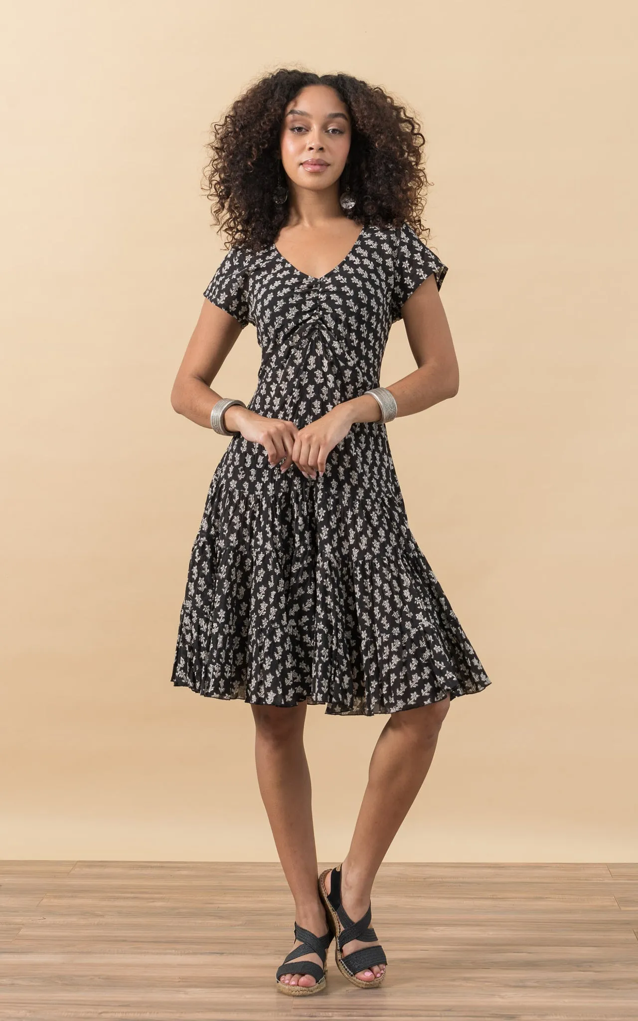 Paloma Dress, Short, Cap Sleeve, Amina Black