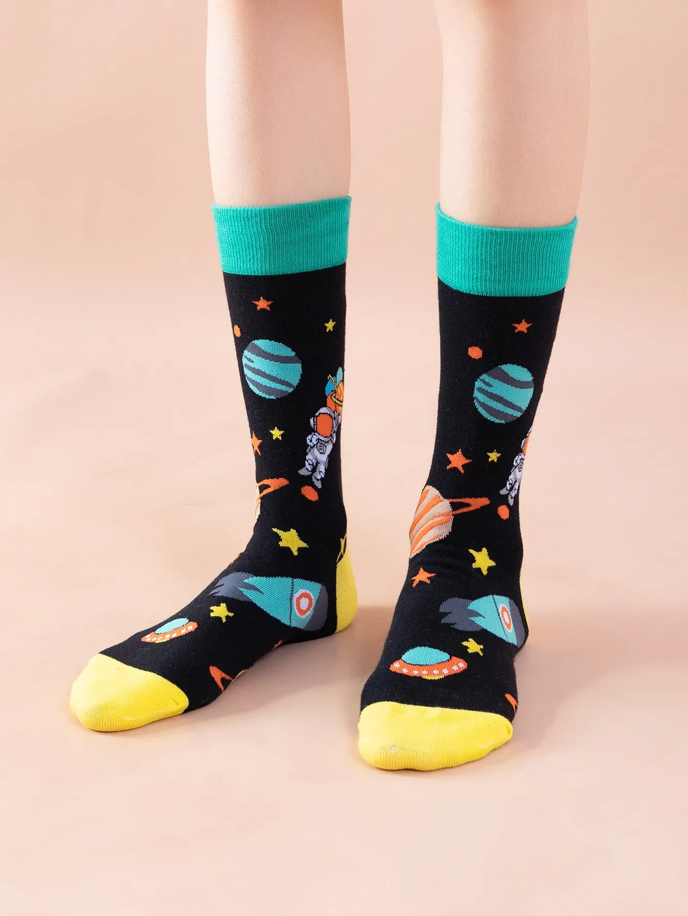 Rocket Astronaut Crew Socks Silly Socks for Men Funky Socks Funny Socks Novelty