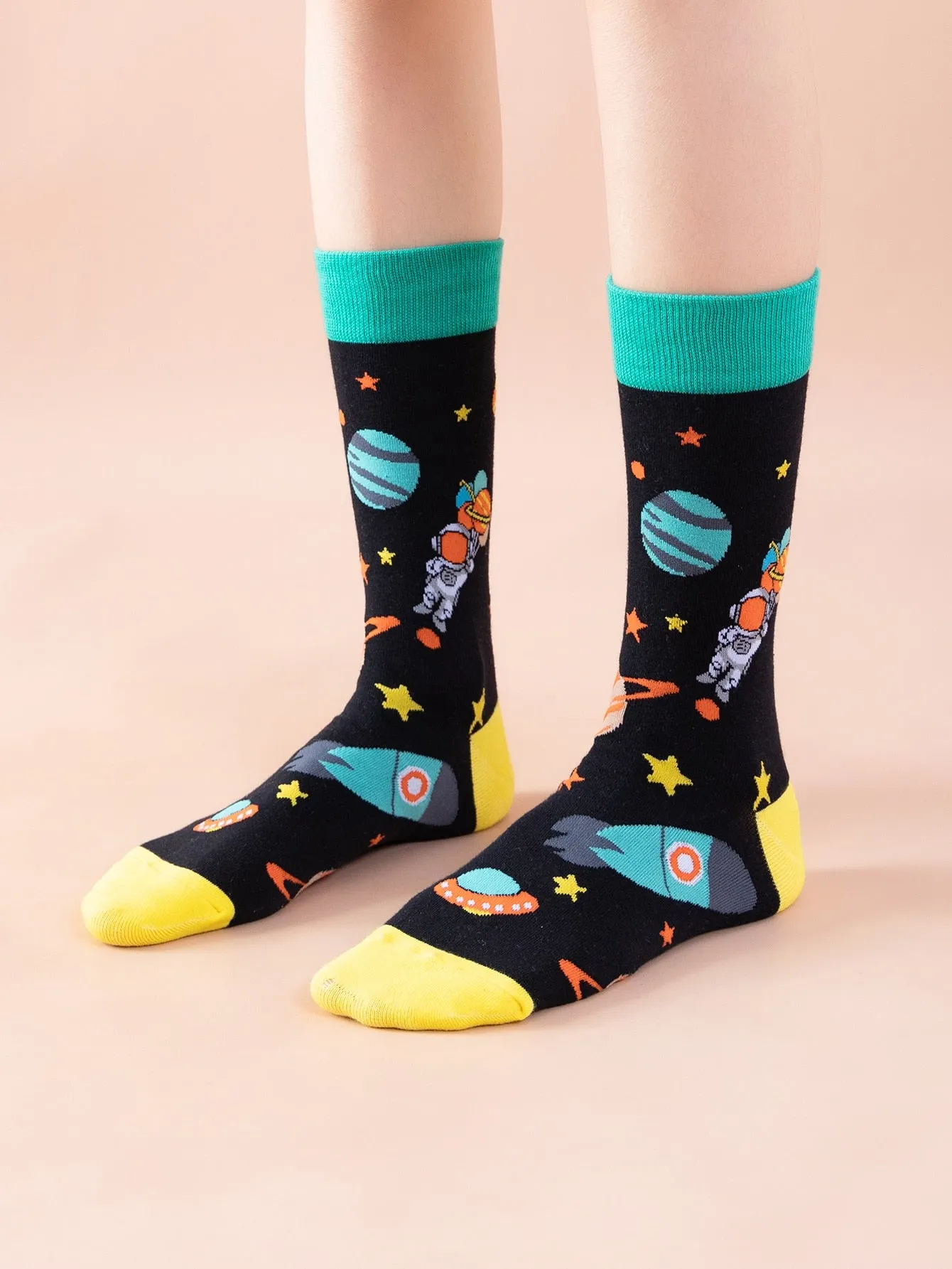 Rocket Astronaut Crew Socks Silly Socks for Men Funky Socks Funny Socks Novelty