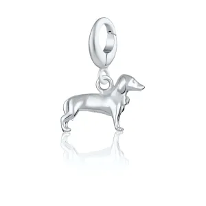 Silver Sausage Dog Charm