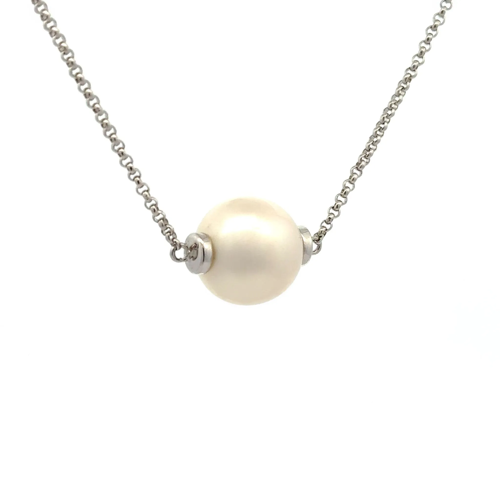 Sterling Silver Australian South Sea Cultured 13-14mm Pearl Necklace