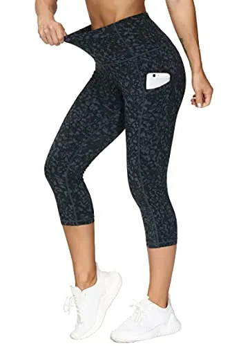 THE GYM PEOPLE Thick High Waist Yoga Pants with Pockets, Tummy Control Workout Running Yoga Leggings for Women (Medium, Black  )